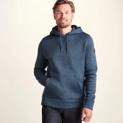 Mosby Mens Supersoft Knitlook Fleece Hoody - Smokey Blue Melange