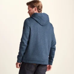 Mosby Mens Supersoft Knitlook Fleece Hoody - Smokey Blue Melange