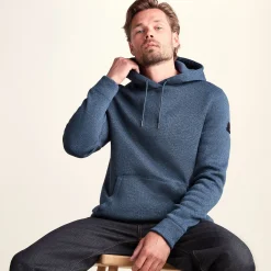 Mosby Mens Supersoft Knitlook Fleece Hoody - Smokey Blue Melange