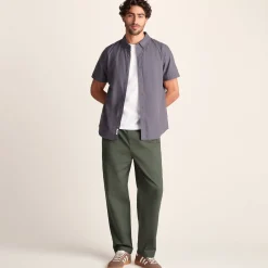 Nelson Mens Relaxed Fit 100% Cotton Heavyweight Straight Leg Trousers - Faded Khaki