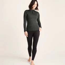 Nevis Womens Merino Base Layer Zip Neck - Grey Marl