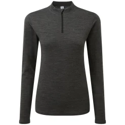 Nevis Womens Merino Base Layer Zip Neck - Grey Marl