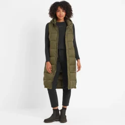 Newall Womens Long Padded Gilet - Khaki