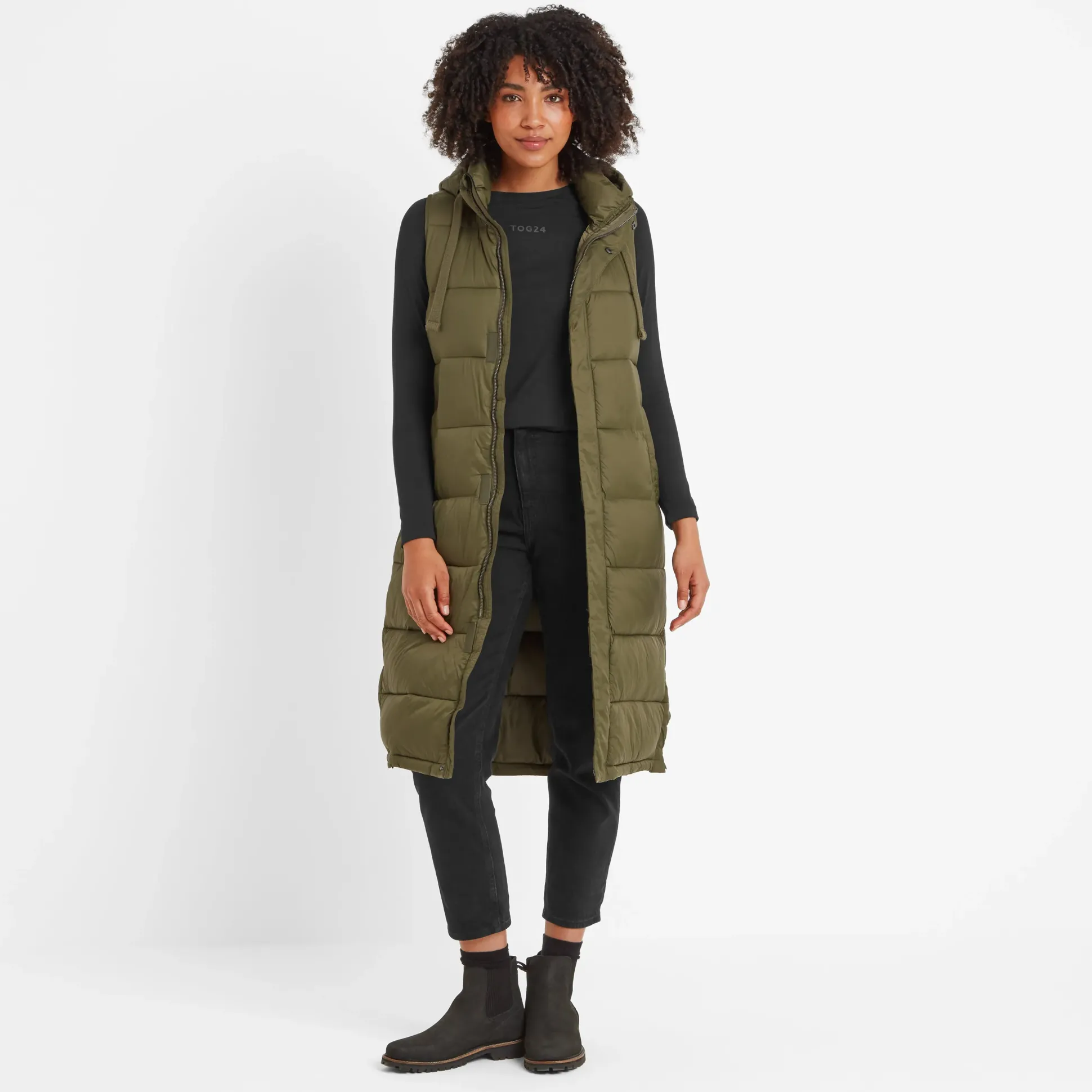 Newall Womens Long Padded Gilet - Khaki