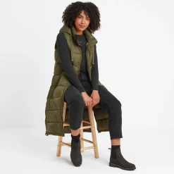 Newall Womens Long Padded Gilet - Khaki