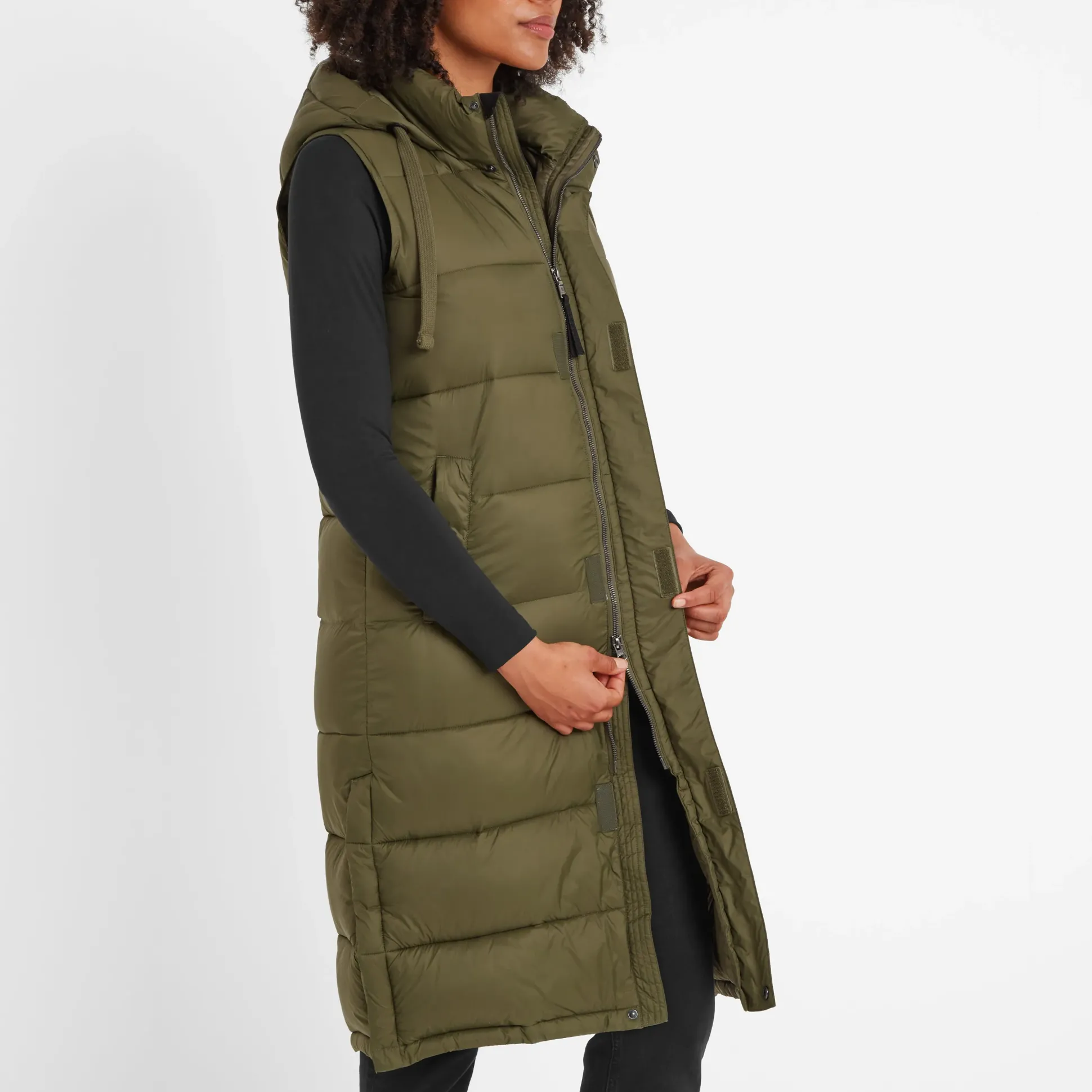 Newall Womens Long Padded Gilet - Khaki