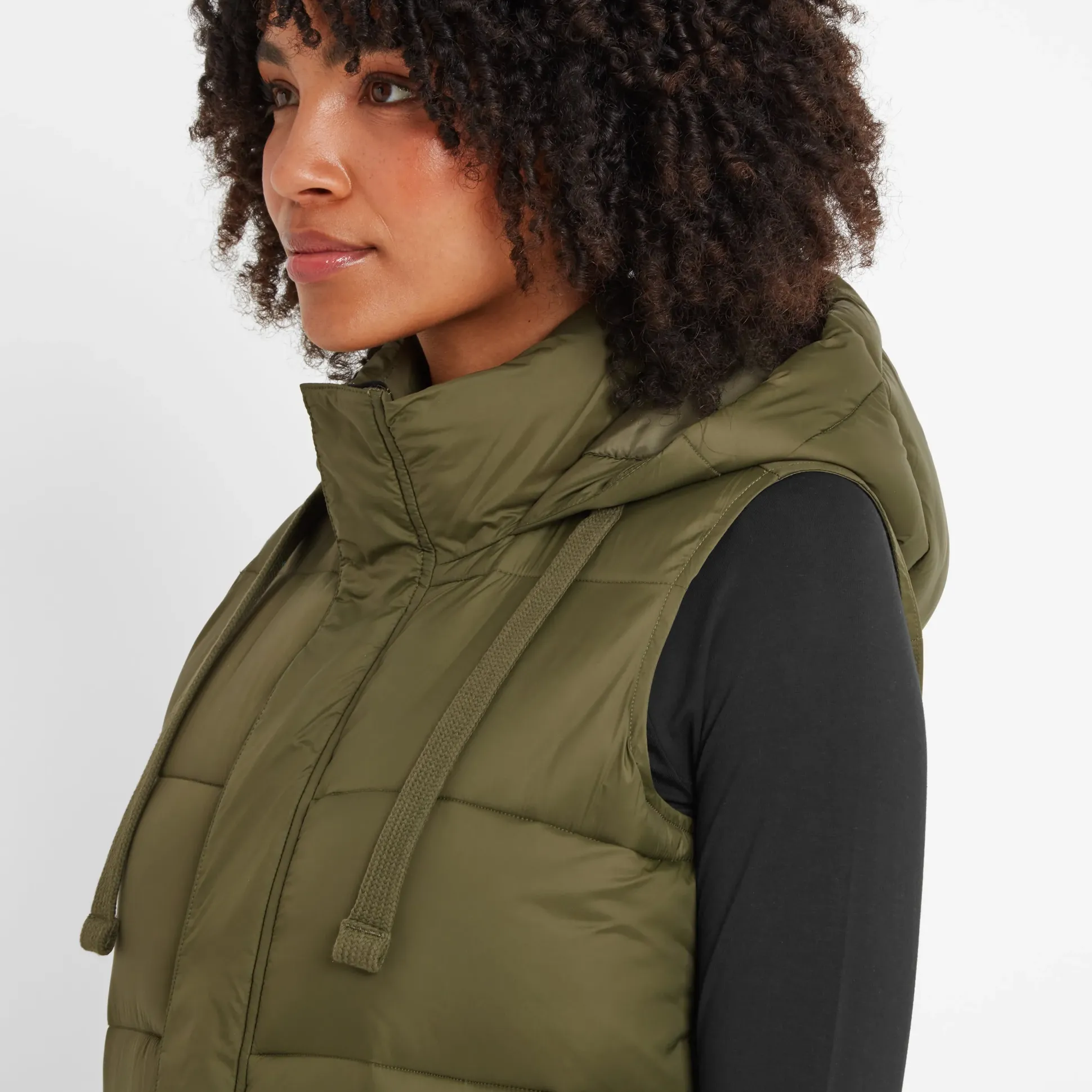Newall Womens Long Padded Gilet - Khaki