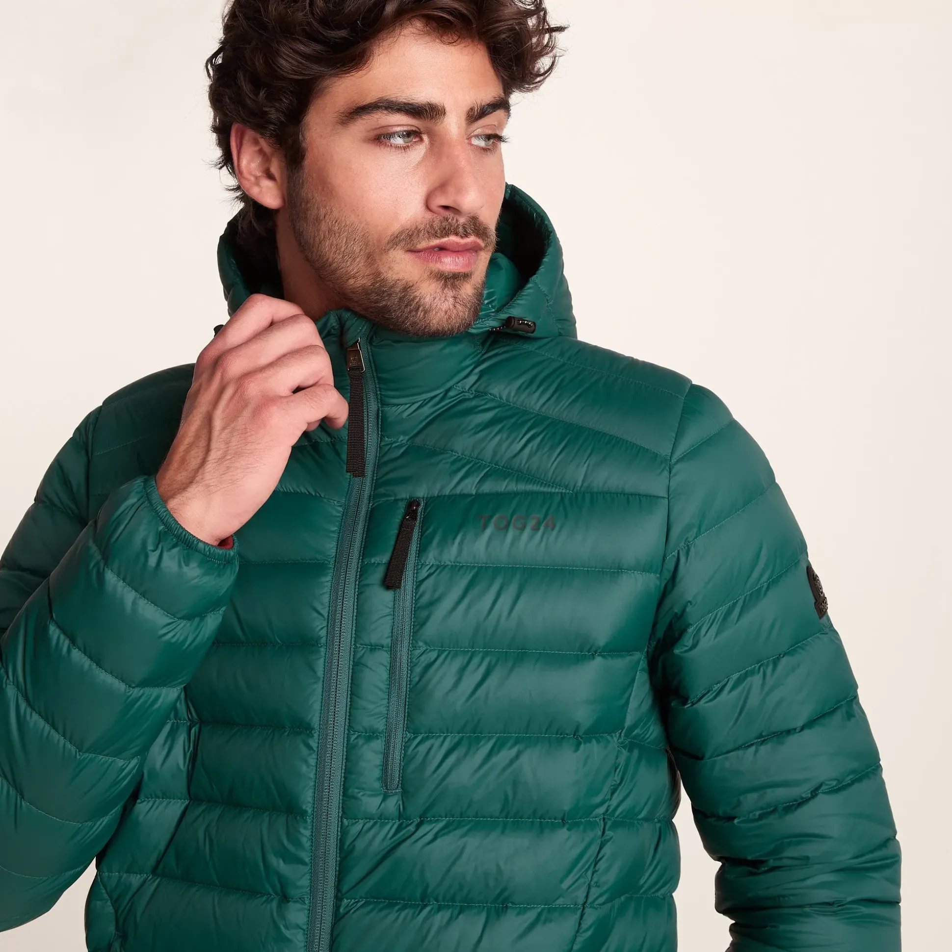 North Mens RDS Certified Down Hooded Jacket - Evergreen