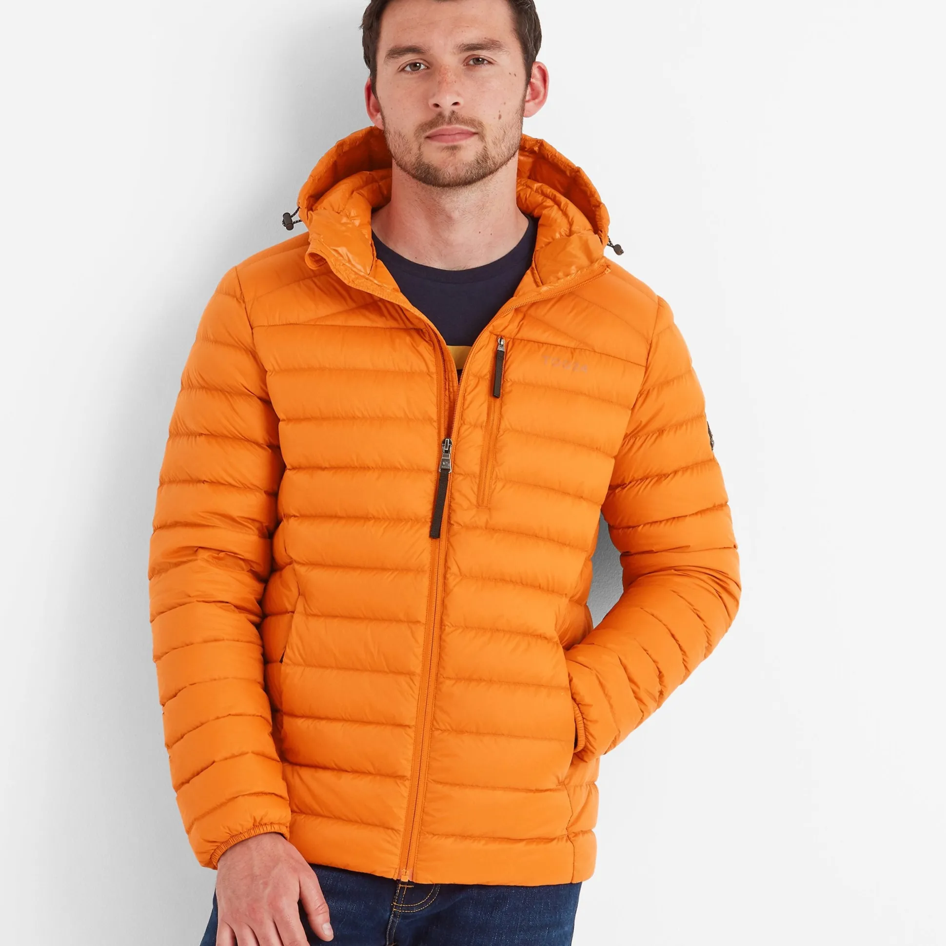 North Mens RDS Certified Down Hooded Jacket - Dark Orange