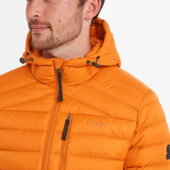 North Mens RDS Certified Down Hooded Jacket - Dark Orange