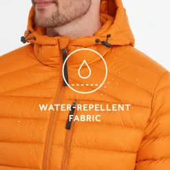 North Mens RDS Certified Down Hooded Jacket - Dark Orange