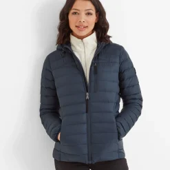 North Womens RDS Certified Down Hooded Jacket - Dark Indigo