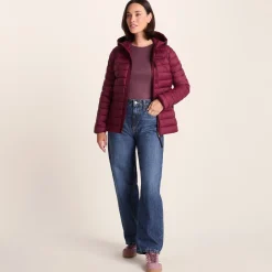 North Womens RDS Certified Down Hooded Jacket - Burgundy