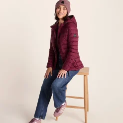 North Womens RDS Certified Down Hooded Jacket - Burgundy