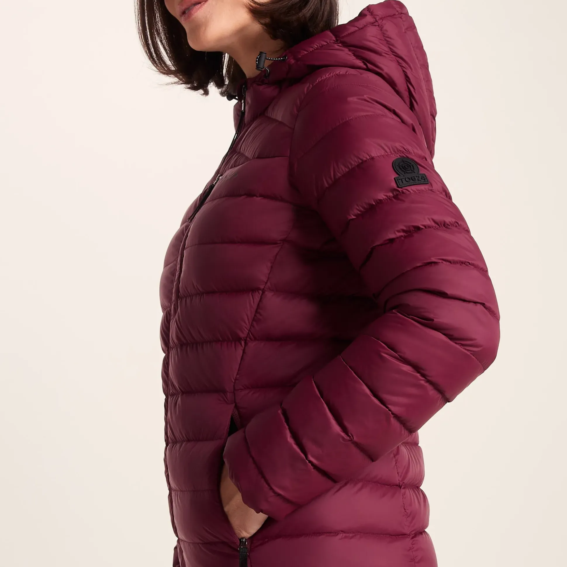 North Womens RDS Certified Down Hooded Jacket - Burgundy