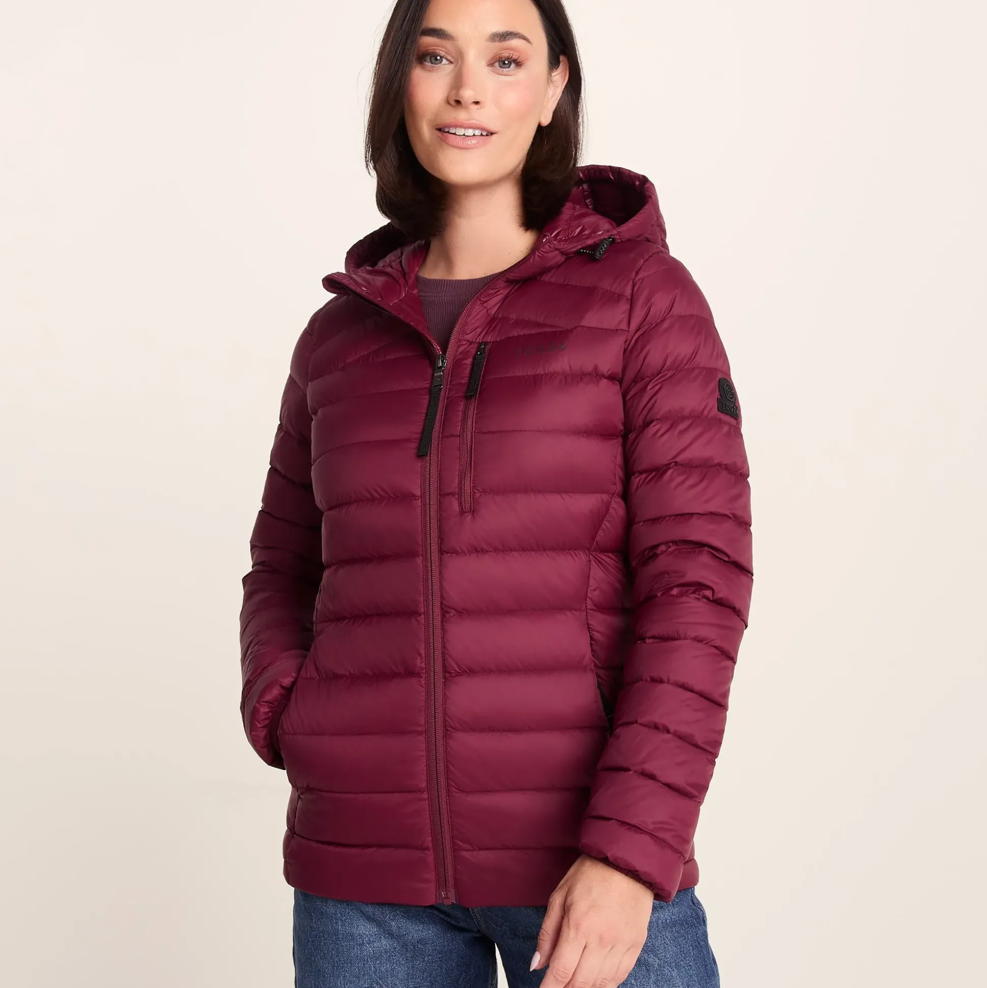 North Womens RDS Certified Down Hooded Jacket - Burgundy