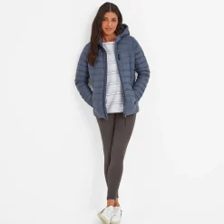 North Womens RDS Certified Down Hooded Jacket - Blue Stone