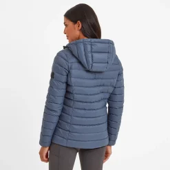 North Womens RDS Certified Down Hooded Jacket - Blue Stone