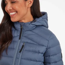 North Womens RDS Certified Down Hooded Jacket - Blue Stone