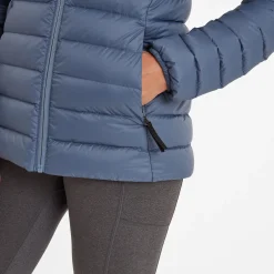 North Womens RDS Certified Down Hooded Jacket - Blue Stone