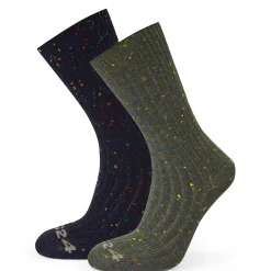 Opora 2Pack Mens Trek Socks - Khaki/Dark Indigo