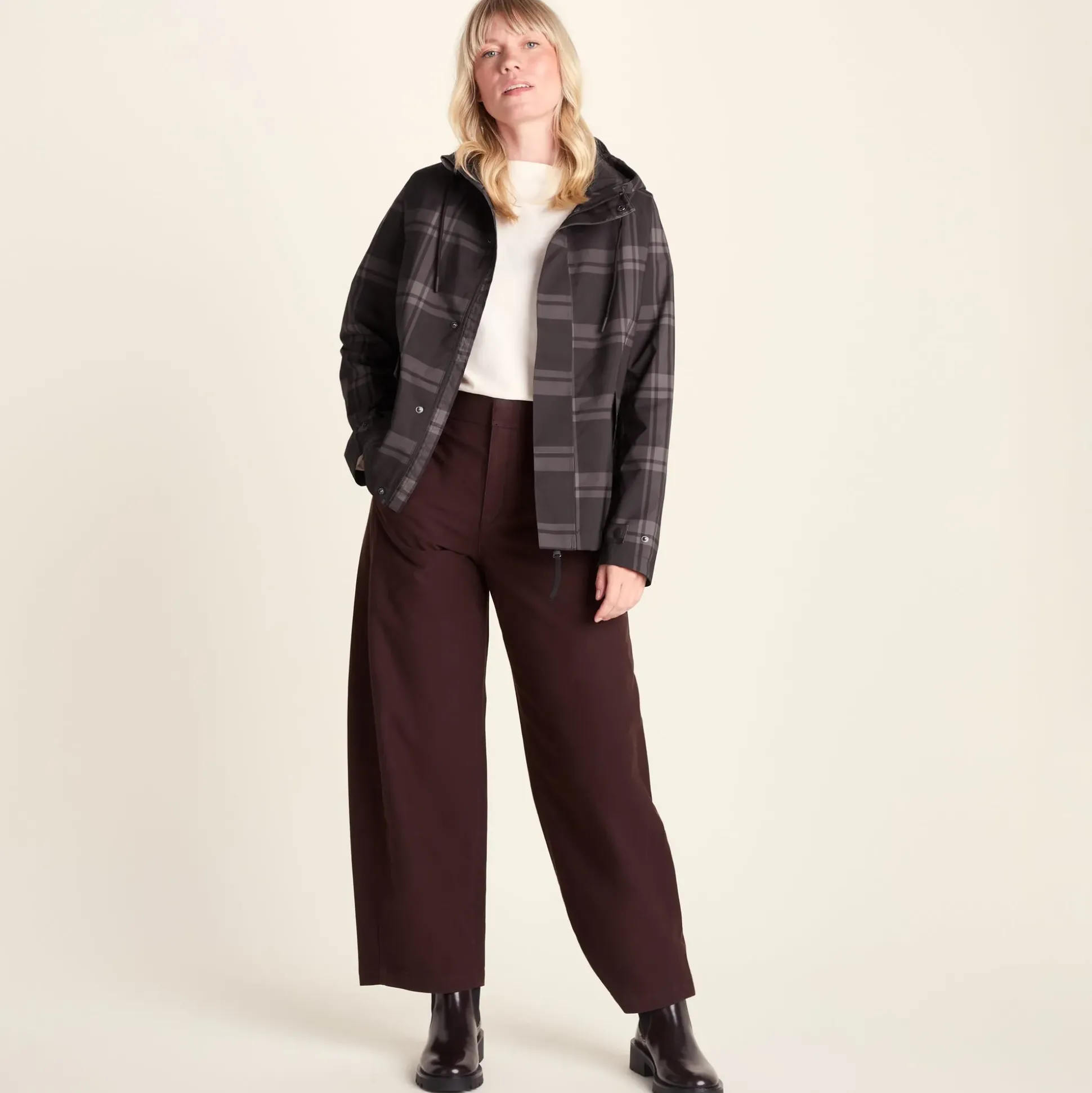 Ortega Womens Checked Waterproof Coat - Chocolate Brown