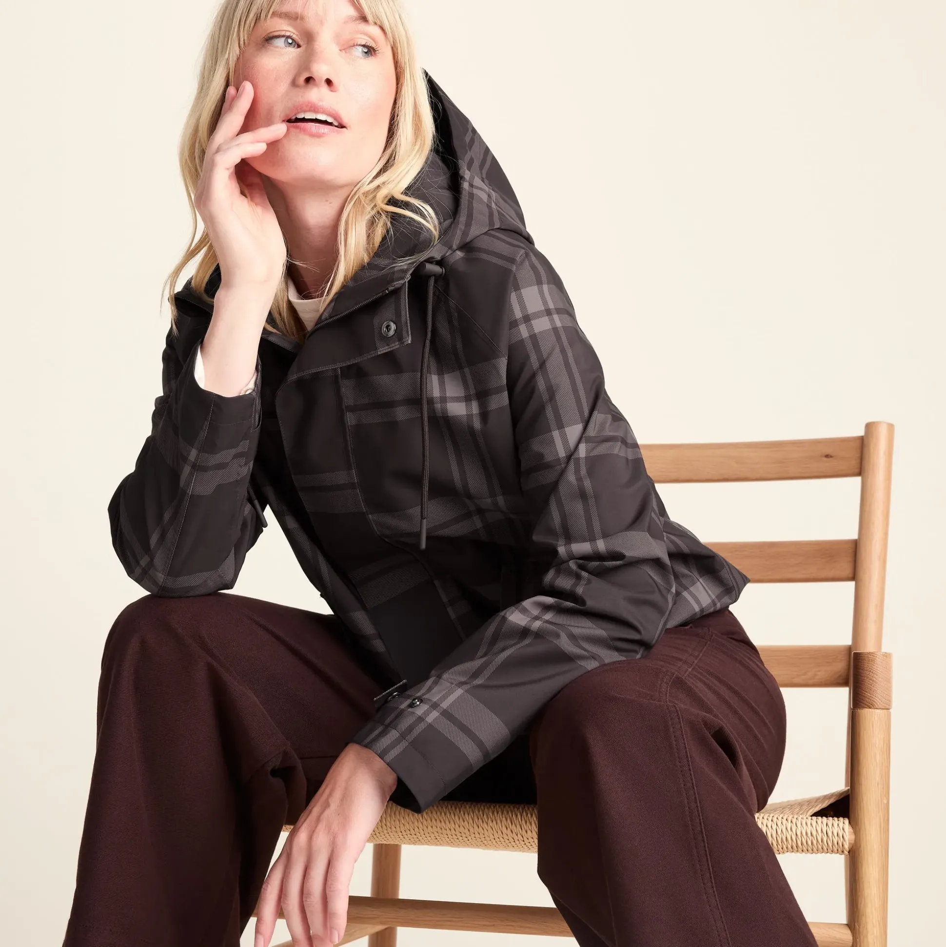 Ortega Womens Checked Waterproof Coat - Chocolate Brown