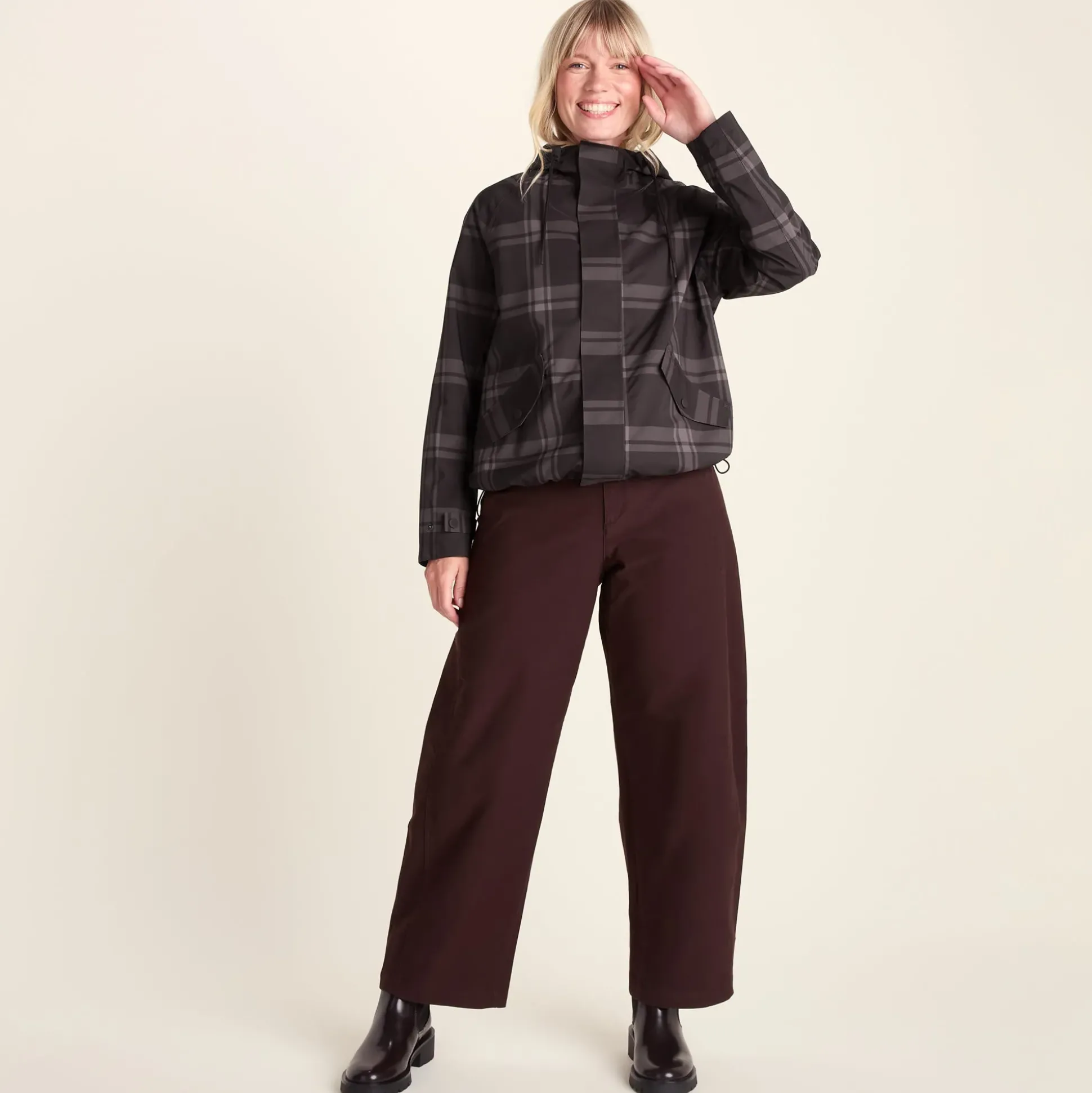Ortega Womens Checked Waterproof Coat - Chocolate Brown