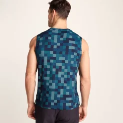 Pablo Mens Performance Vest - Inky Blue Pixel Print