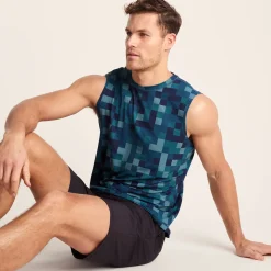 Pablo Mens Performance Vest - Inky Blue Pixel Print