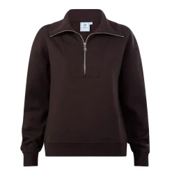 Paloma Womens Supersoft Zip Neck Sweatshirt - Chocolate Brown