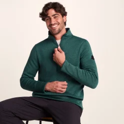 Pearson Mens Knitlook Quarter Zip Fleece - Dark Turquoise Marl