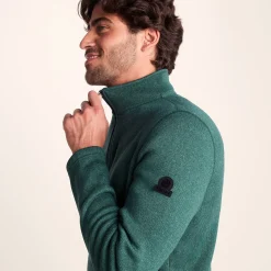 Pearson Mens Knitlook Quarter Zip Fleece - Dark Turquoise Marl