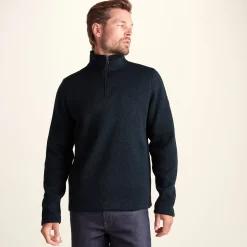 Pearson Mens Knitlook Quarter Zip Fleece - Dark Indigo Marl