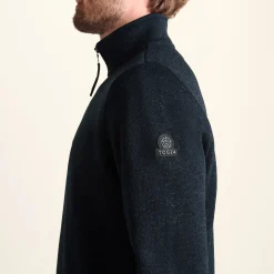Pearson Mens Knitlook Quarter Zip Fleece - Dark Indigo Marl