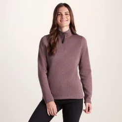 Pearson Womens Knitlook Quarter Zip Fleece - Mauve Marl