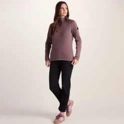 Pearson Womens Knitlook Quarter Zip Fleece - Mauve Marl
