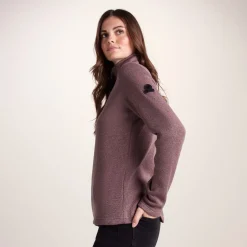 Pearson Womens Knitlook Quarter Zip Fleece - Mauve Marl