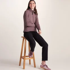 Pearson Womens Knitlook Quarter Zip Fleece - Mauve Marl