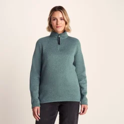 Pearson Womens Knitlook Quarter Zip Fleece - Mist Grey Marl