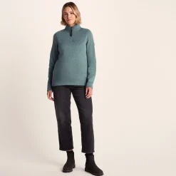 Pearson Womens Knitlook Quarter Zip Fleece - Mist Grey Marl