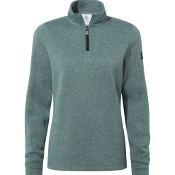 Pearson Womens Knitlook Quarter Zip Fleece - Mist Grey Marl