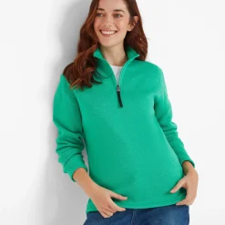 Pearson Womens Knitlook Quarter Zip Fleece - Jade Marl
