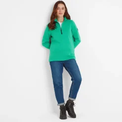 Pearson Womens Knitlook Quarter Zip Fleece - Jade Marl