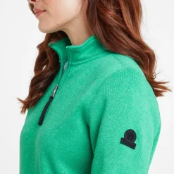 Pearson Womens Knitlook Quarter Zip Fleece - Jade Marl