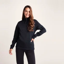 Pearson Womens Knitlook Quarter Zip Fleece - Dark Indigo Marl
