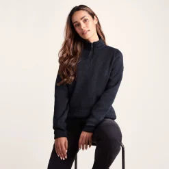Pearson Womens Knitlook Quarter Zip Fleece - Dark Indigo Marl