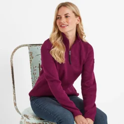 Pearson Womens Knitlook Quarter Zip Fleece - Purple Berry Marl