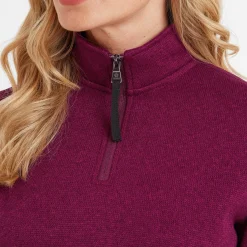 Pearson Womens Knitlook Quarter Zip Fleece - Purple Berry Marl