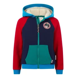 Portland Shaun the Sheep Kids Supersoft Sherpa Lined Hoodie - Night Blue/Racing Red